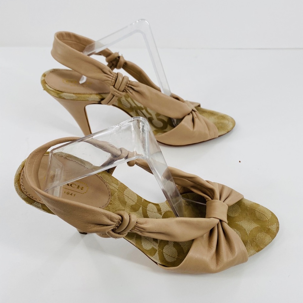 Coach nude open toe strap heel